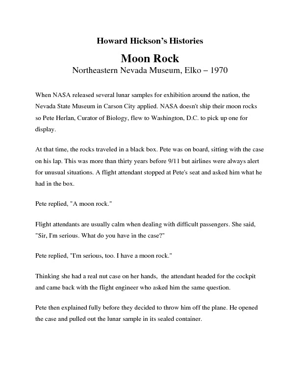 Moon Rock: Northeastern Nevada Museum, Elko - 1970